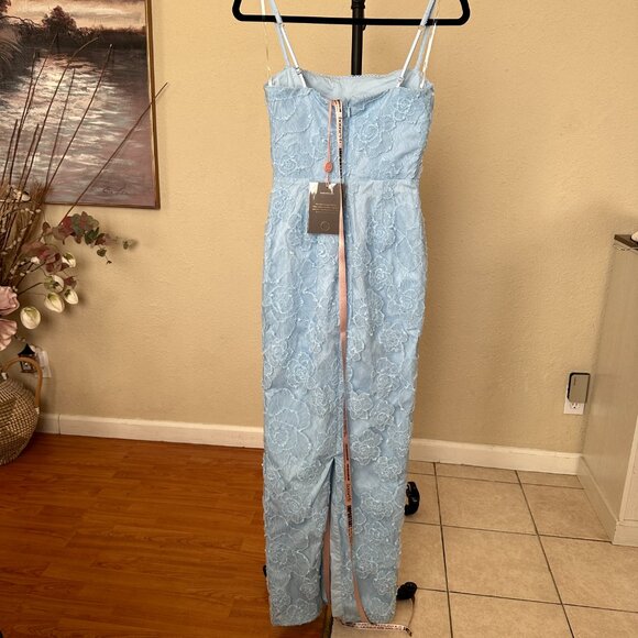 House Of Cb Eva Maxi Dress TUSCAN BLUE EMBROIDERED FLORAL MAXI DRESS NWT size S - Picture 6 of 12